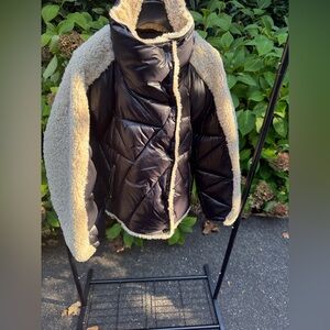 Heartloom Black Puffer Jacket with Cream Boucle lining